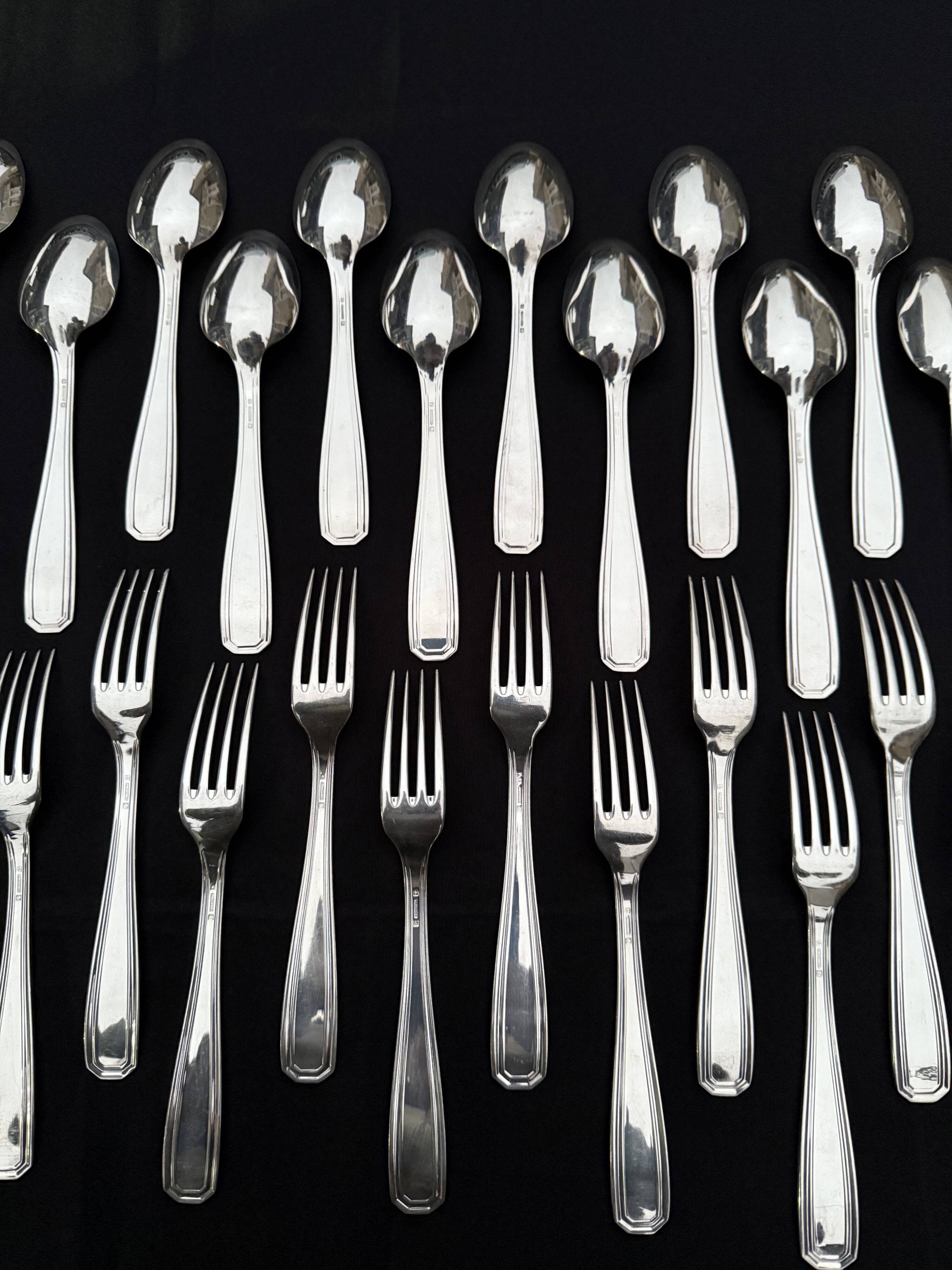Alfenide 37-piece cutlery set for Christofle Saturne model