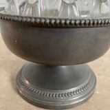 Old glass flower stick on pewter foot