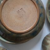 Service box enamelled stoneware coffee cups, pierrefonds 1950