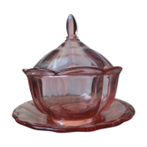 Bonbonnière en verre rose