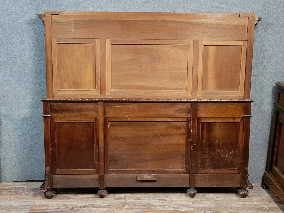 Very large Renaissance style center bed in carved walnut circa 1850
