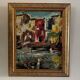 Oil on panel representing a fishing port by S. Margarit 20th century