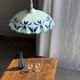 Vintage suspension in white and blue glass with wavy edge D46 H53