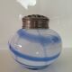 Old white and blue glass flower vase