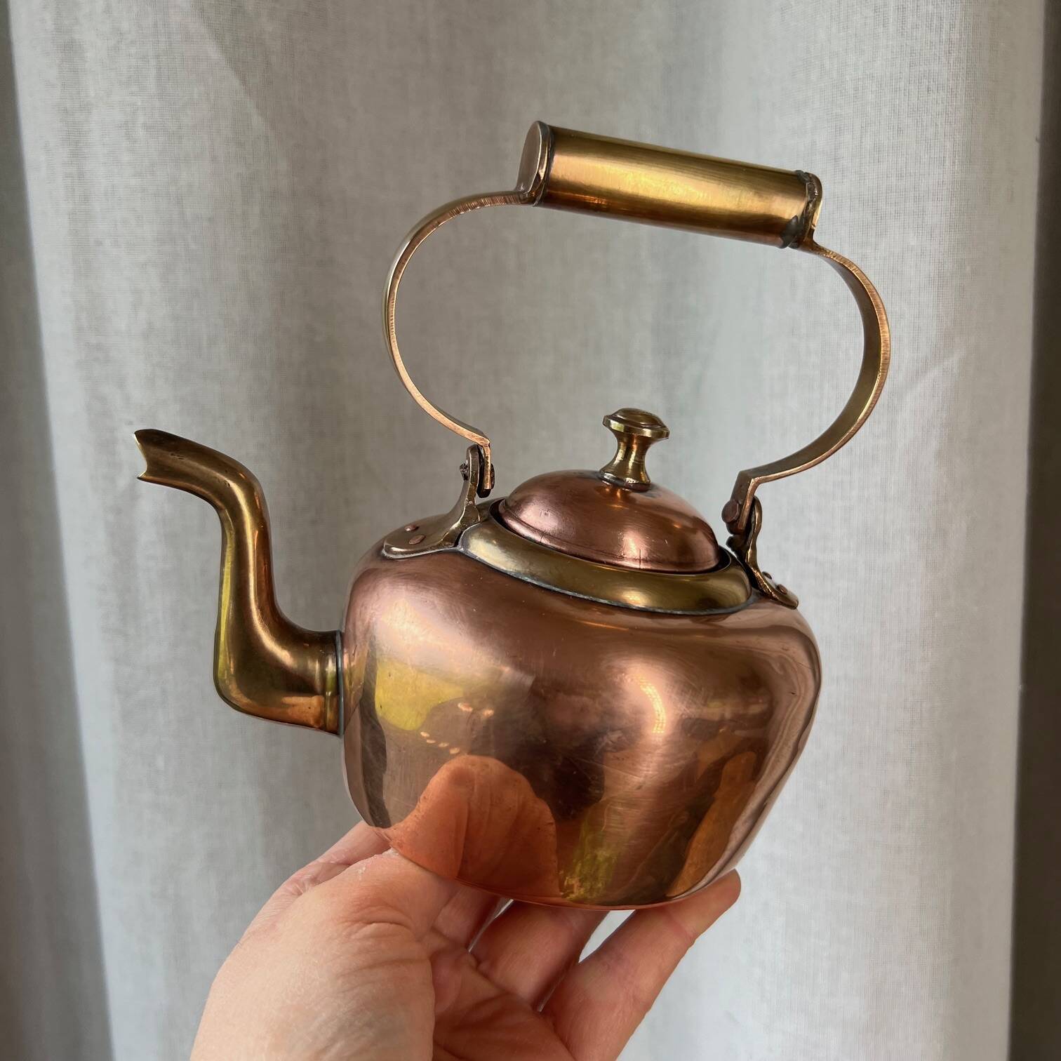 Small copper and brass teapot