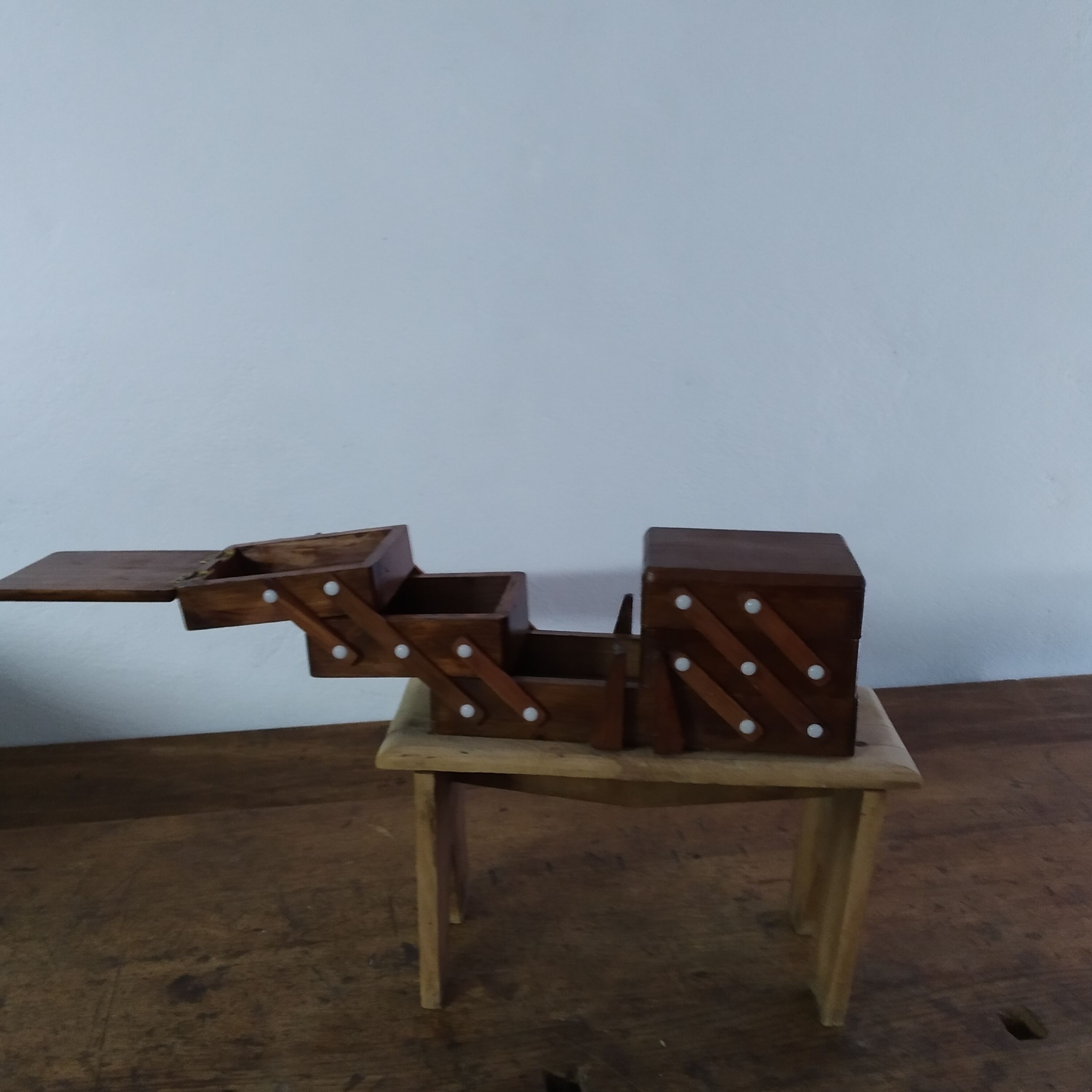 Wooden sewing cart