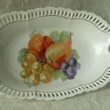 Openwork porcelain basket with fruit still life decor