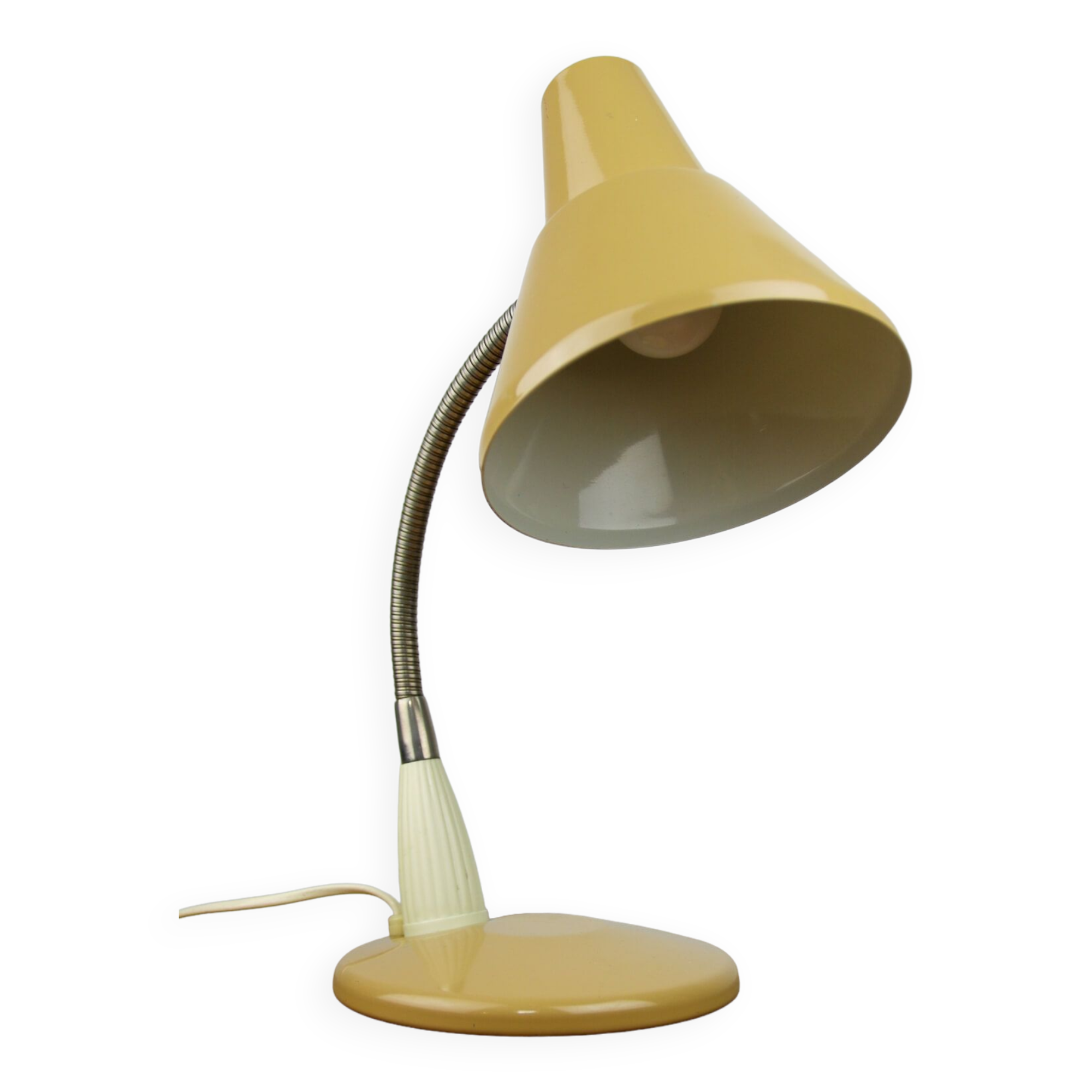 Adjustable Desk Lamp in Sand Painted Metal and Chrome-Plated Spiral Arm, 1970s