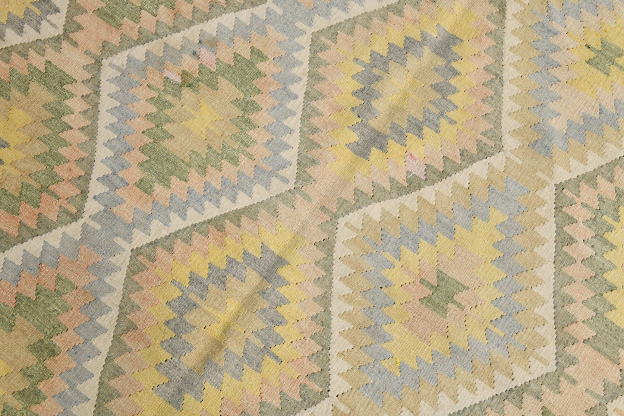 Tapis Kilim Vintage Laine Fait Main, Bohème, Motifs Géométriques, 149X247Cm