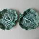 Pair of dabbling ceramic cups, cabbage leaves