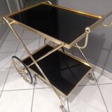 Vintage brass rolling side table, SGDG 1976