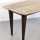 Rectangular Beech Coffee Table by Paolo Buffa with a Pink Travertine Top