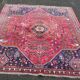 Handmade Persian rug, grey wool, knotted burgundy, 200x300cm