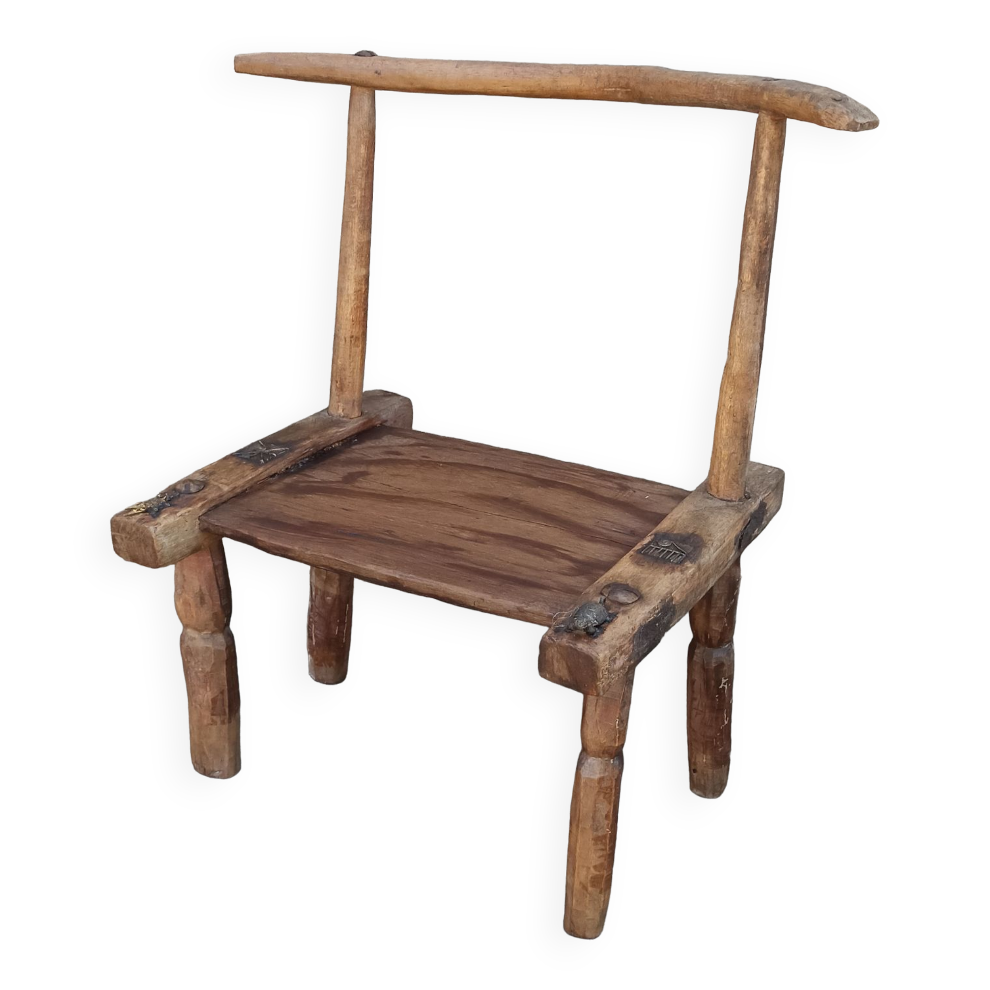 Antique wooden stool. Baoulé African art from Ivory Coast.