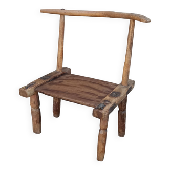 Tabouret ancien en bois. Art africain Baoulé de Côte d'Ivoire.