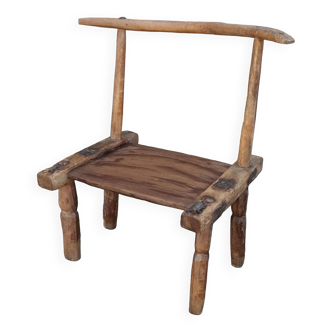 Antique wooden stool. Baoulé African art from Ivory Coast.