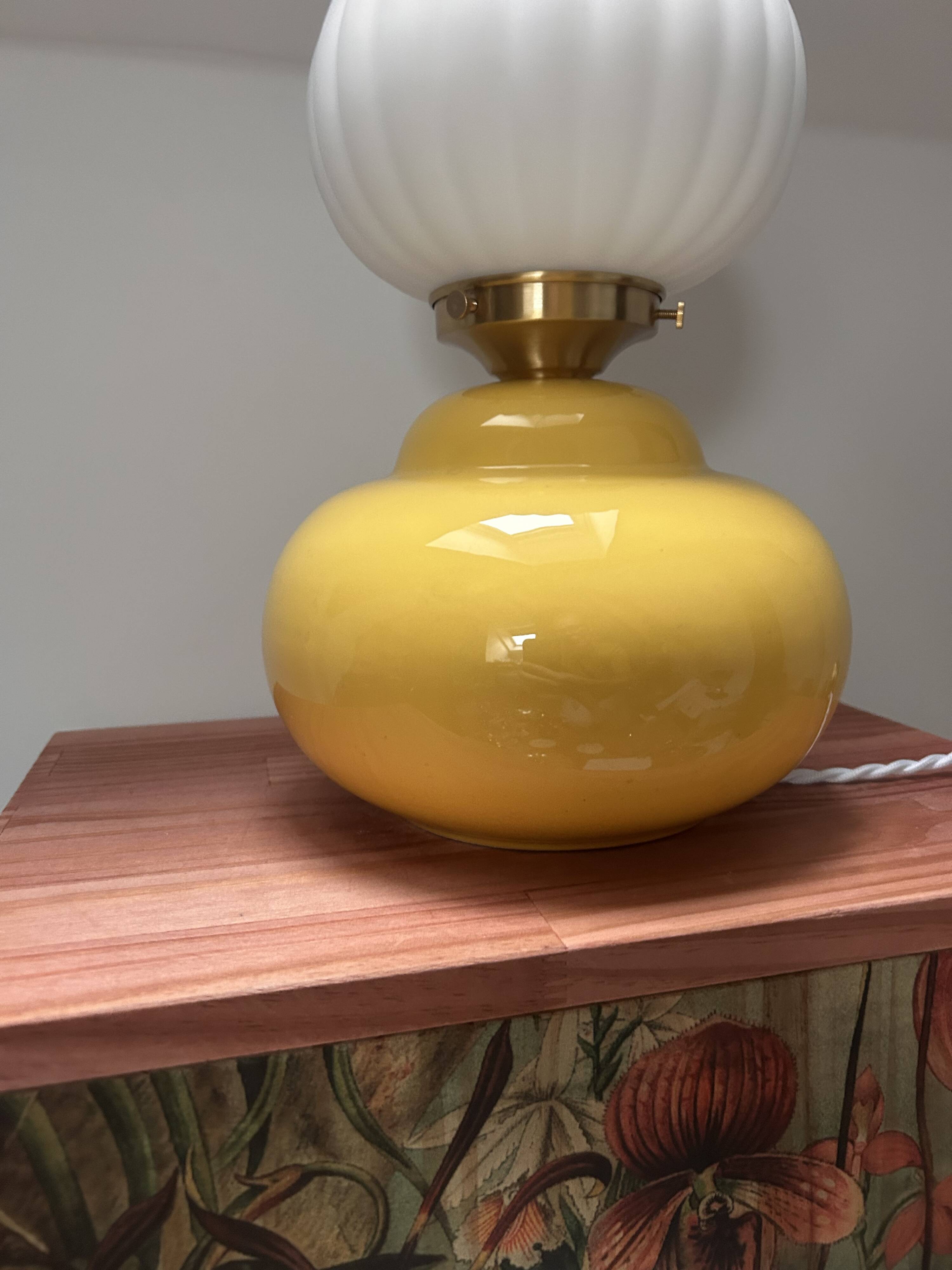Vintage pleated globe bedside lamp