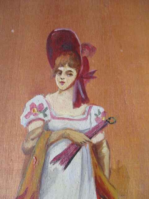 2 antique paintings from the 1700s in golden frame painter De'loste