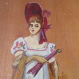 2 antique paintings from the 1700s in golden frame painter De'loste