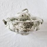 Antique Doulton Brurslem English Porcelain Tureen with Rose and Waratah Pattern from 1920