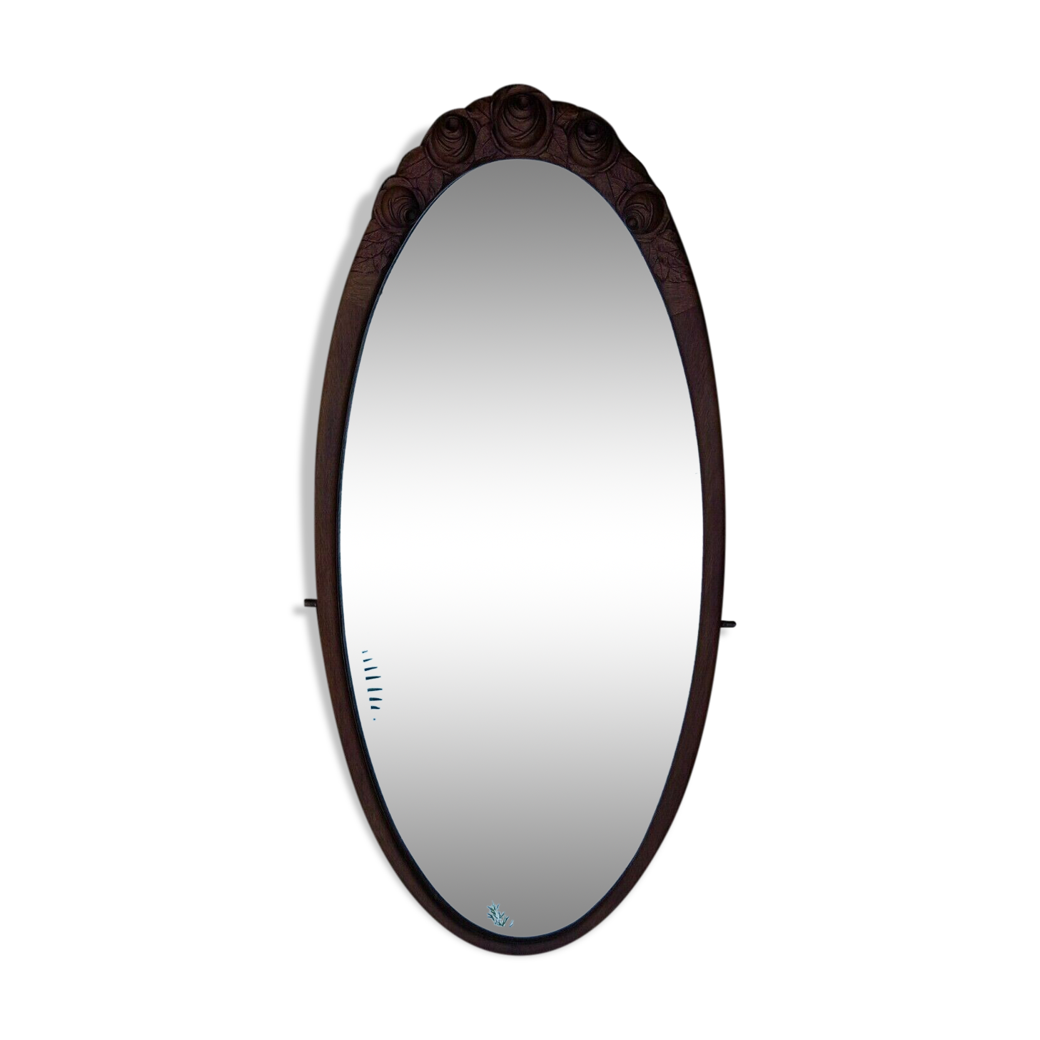Oval mirror from a 1930s dressing table H138.50 x W 60.50 cm