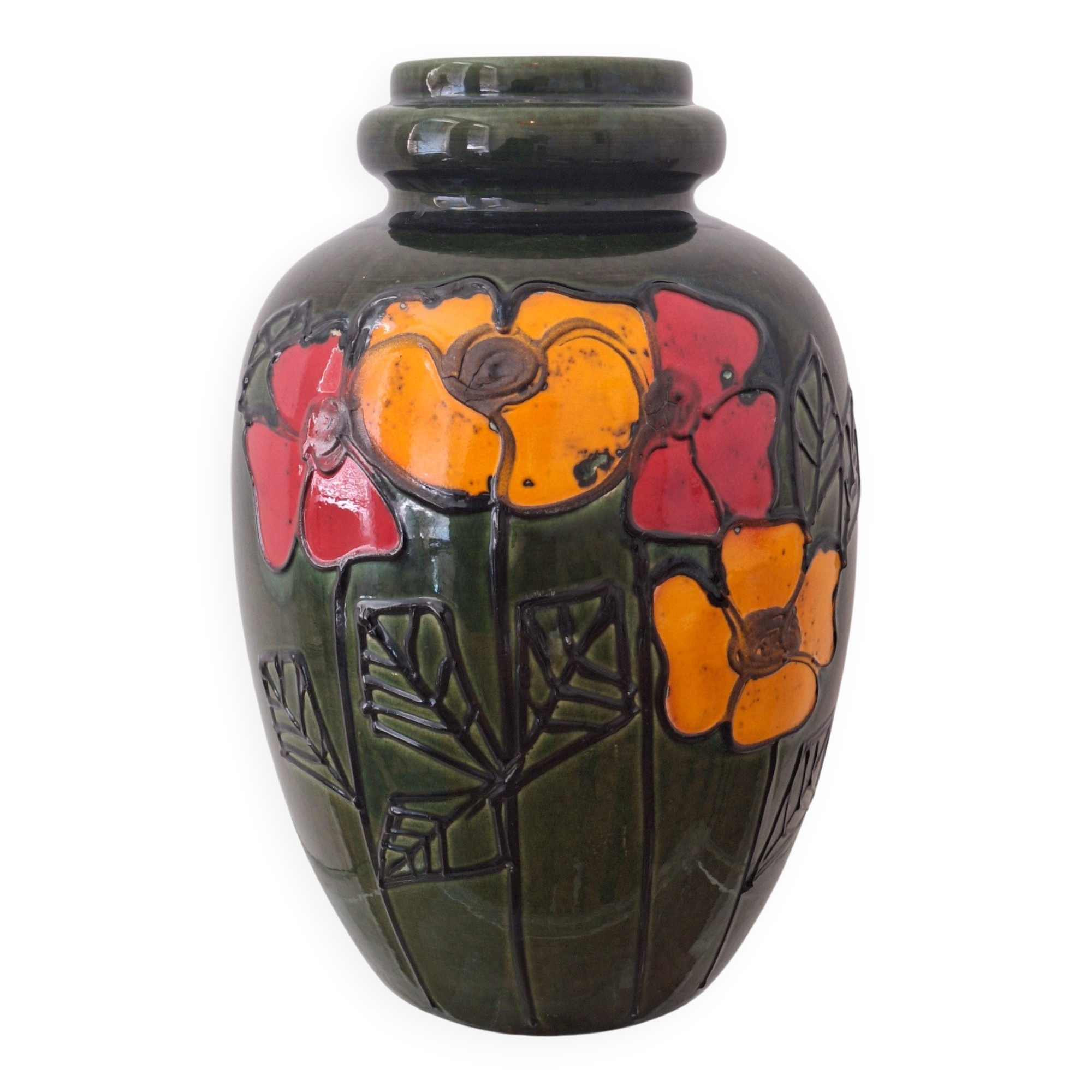 Brutalist large mid century ceramic floor vase, 1960s