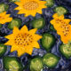 Portuguese ceramic dish decorated with sunflowers
