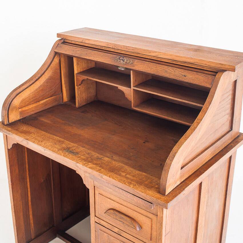 Vintage desk - secretary. Oak wood. France, 1940s