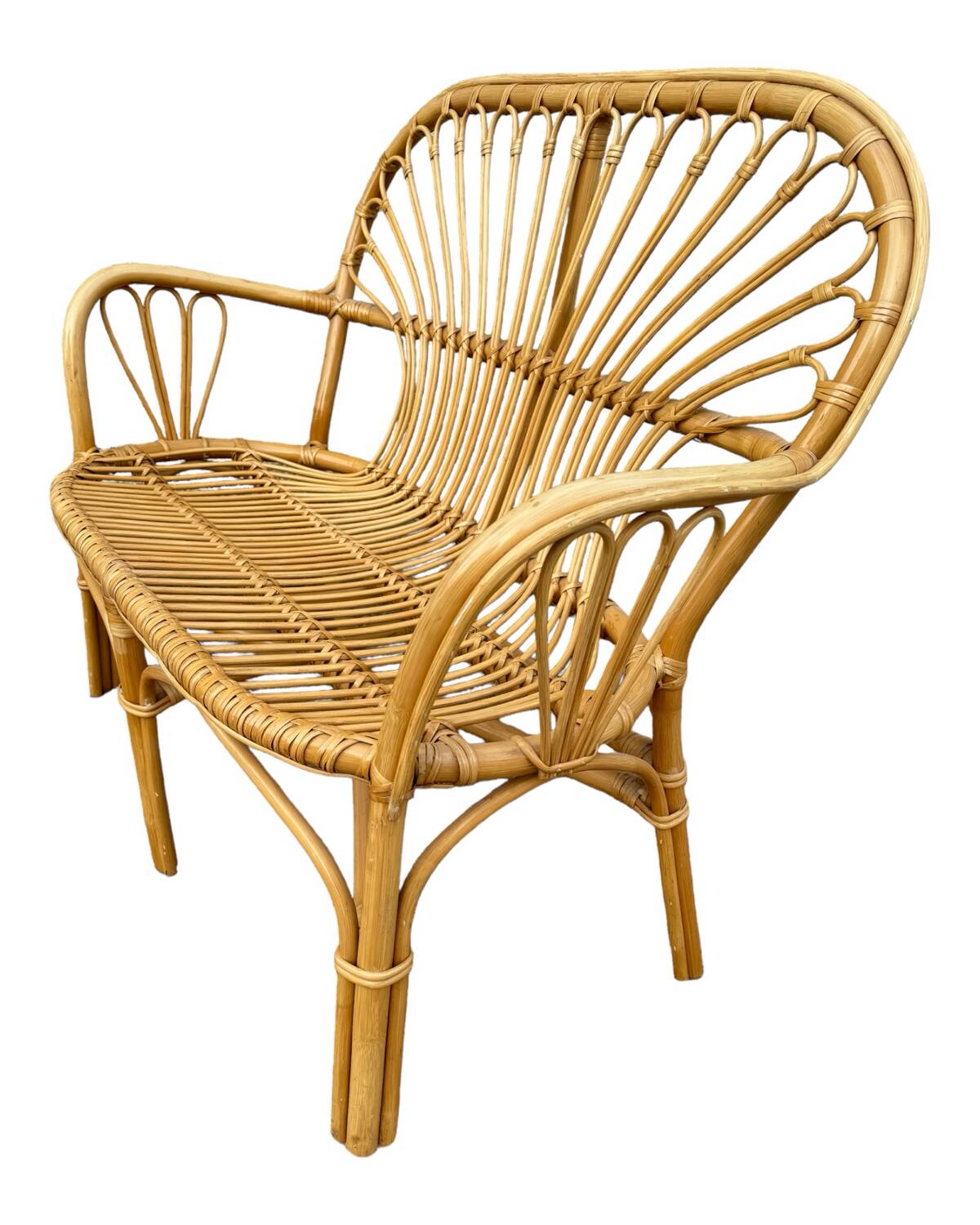 Canapé 2 places en Rotin année 70