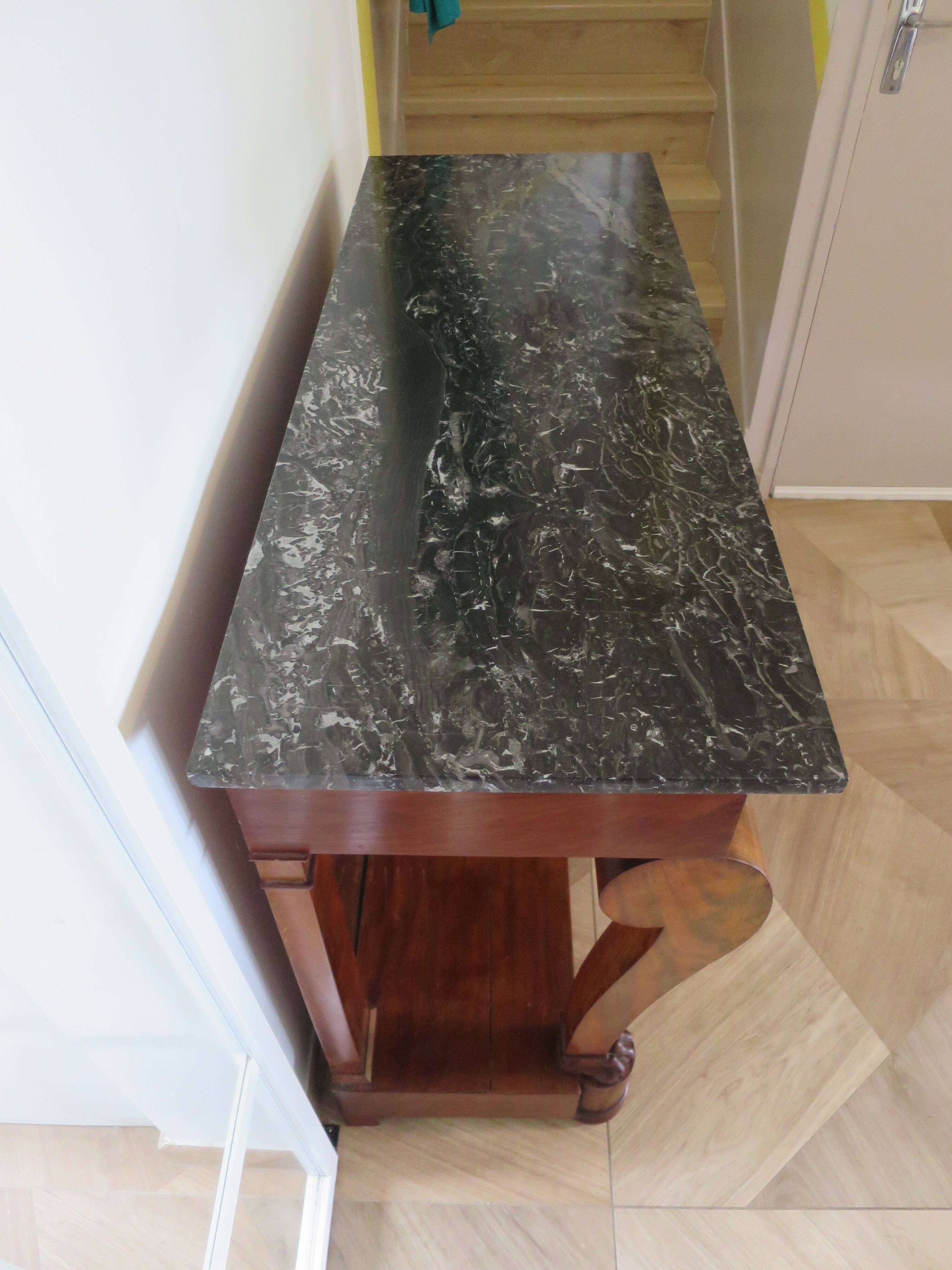 console-style empire/restauration-à crosses-fond de miroir-pieds griffes