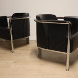 Pair of armchairs in synthetic leather and chromed metal, 1970