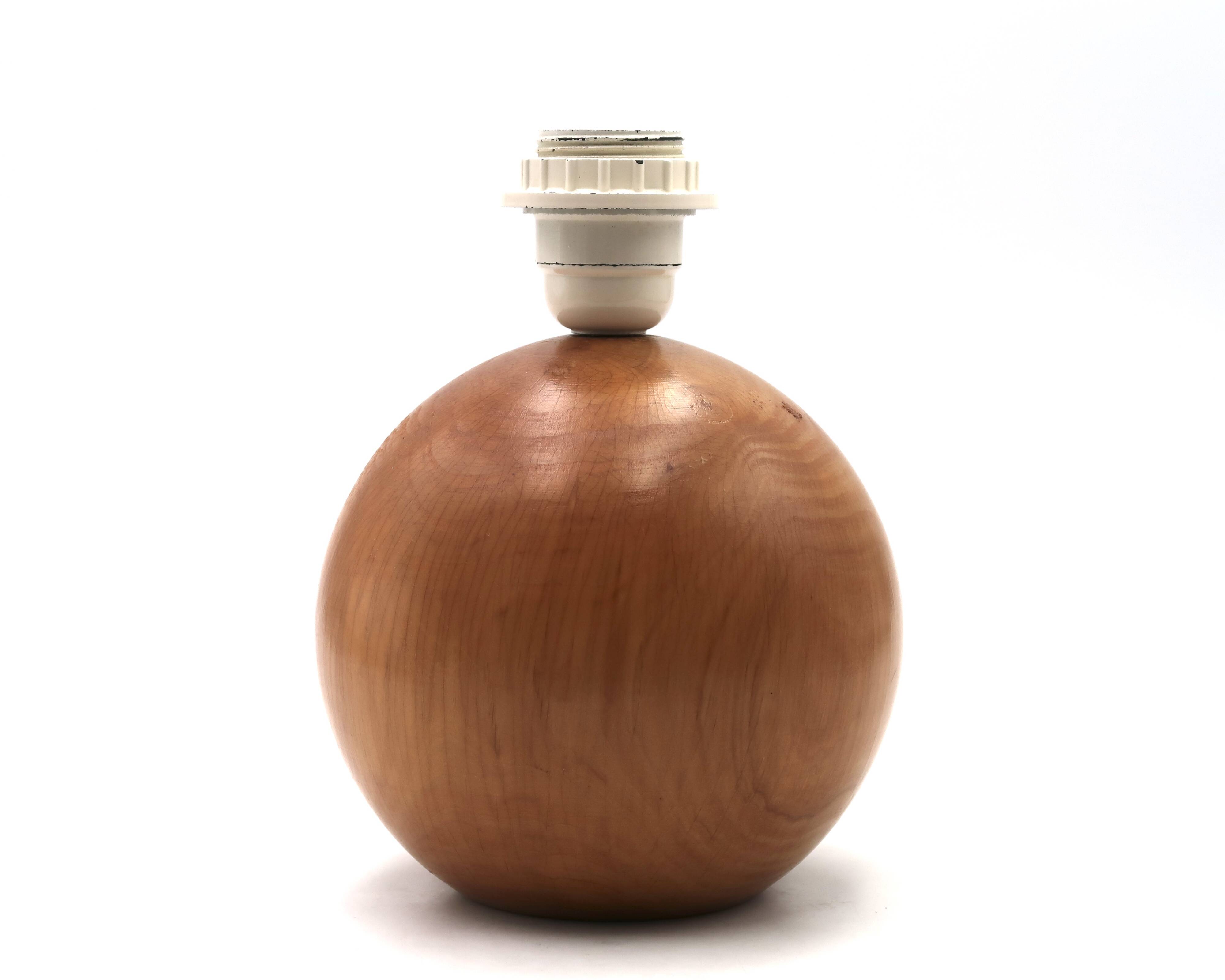 Blonde wooden ball lamp, 1970s