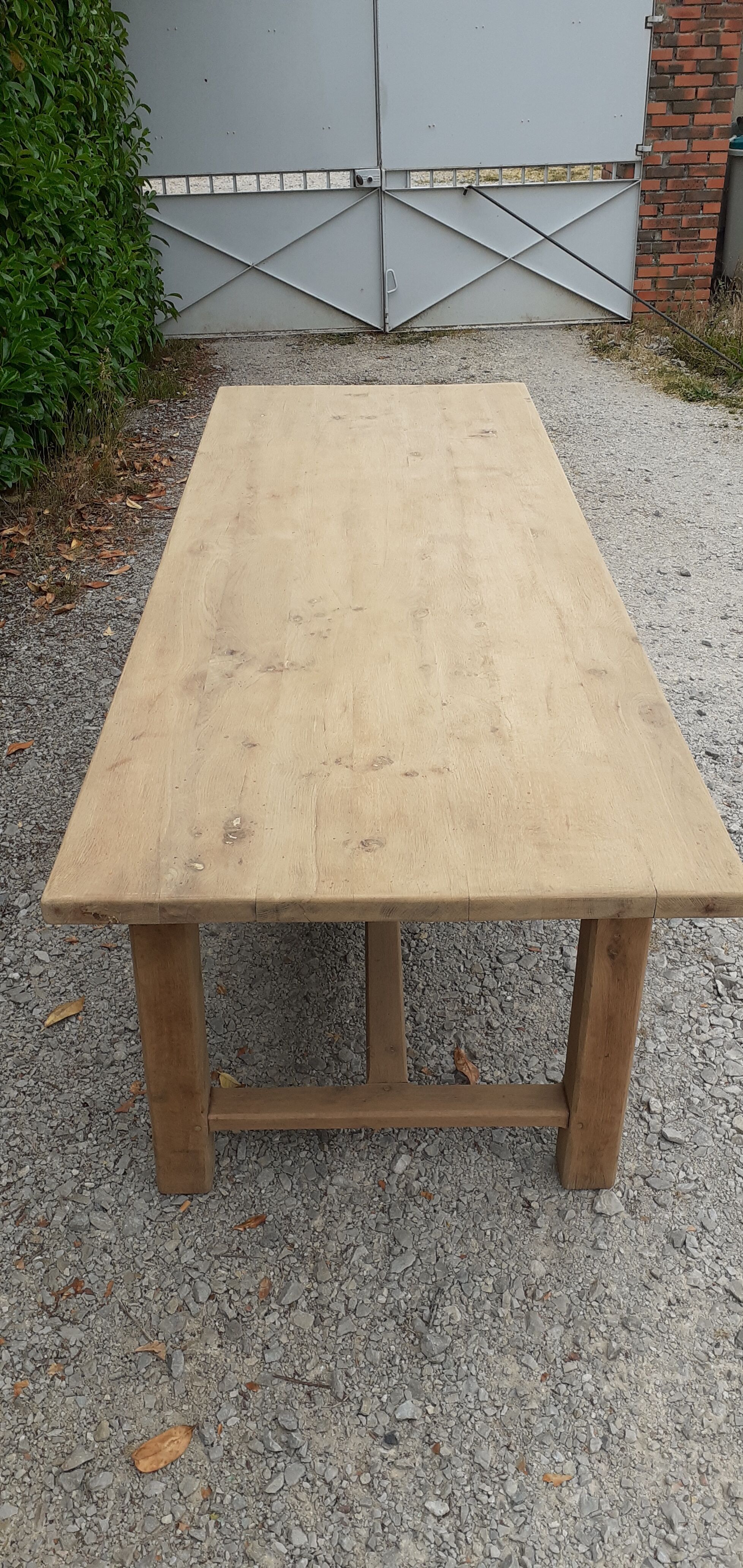 Farm table in solid oak raw wood