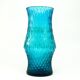 Postmodern vase, turquoise glass, designed by Z. Horbowy, Poland, 1970s