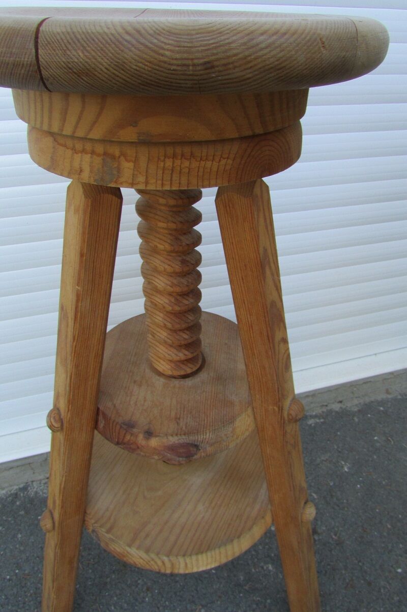 Pine industrial architect's tripod stool