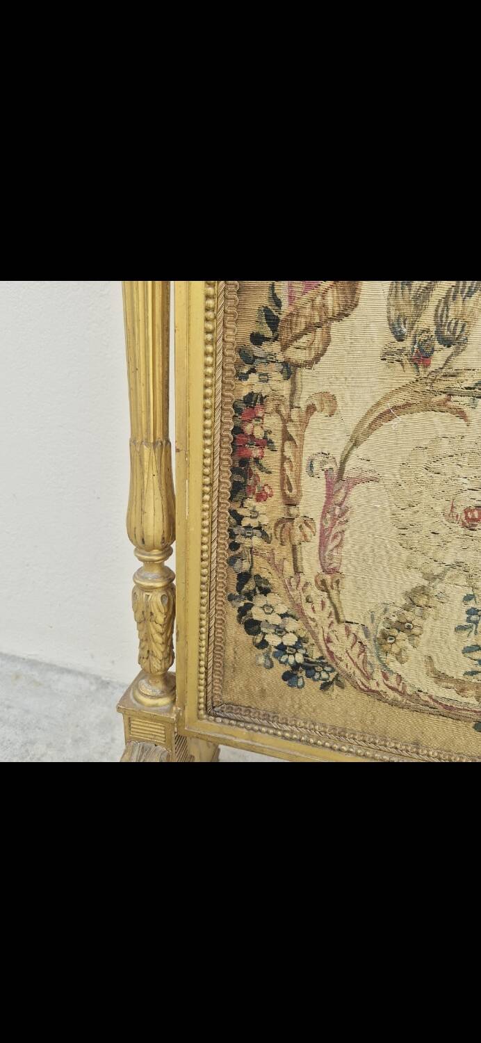 Louis XVI period 18th century fireplace screen in gilded wood