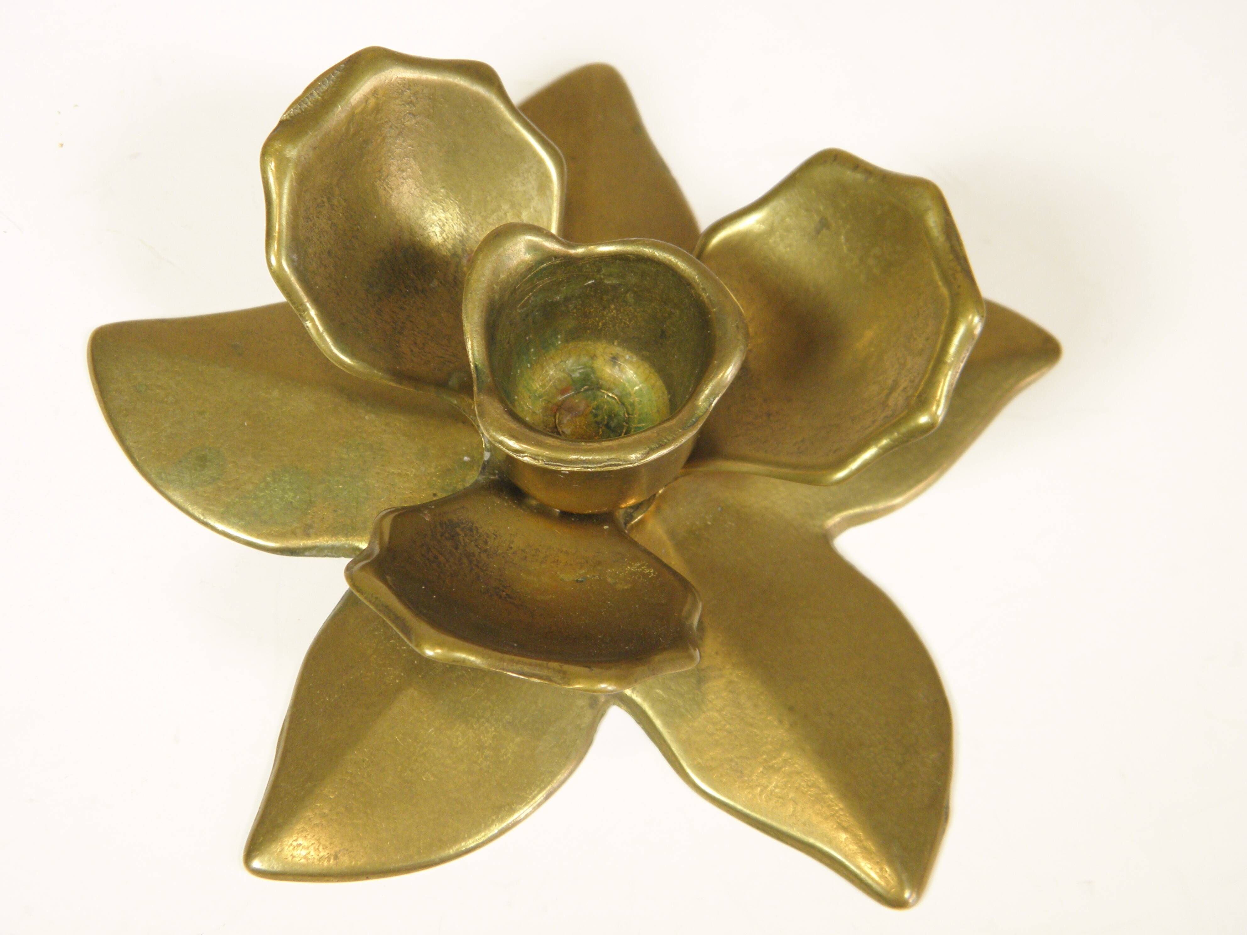 Brass "flower" candle holder, 1970