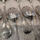 12 silver-plated metal teaspoons by Apollo silversmiths, decorated with fillets, 14.2cm