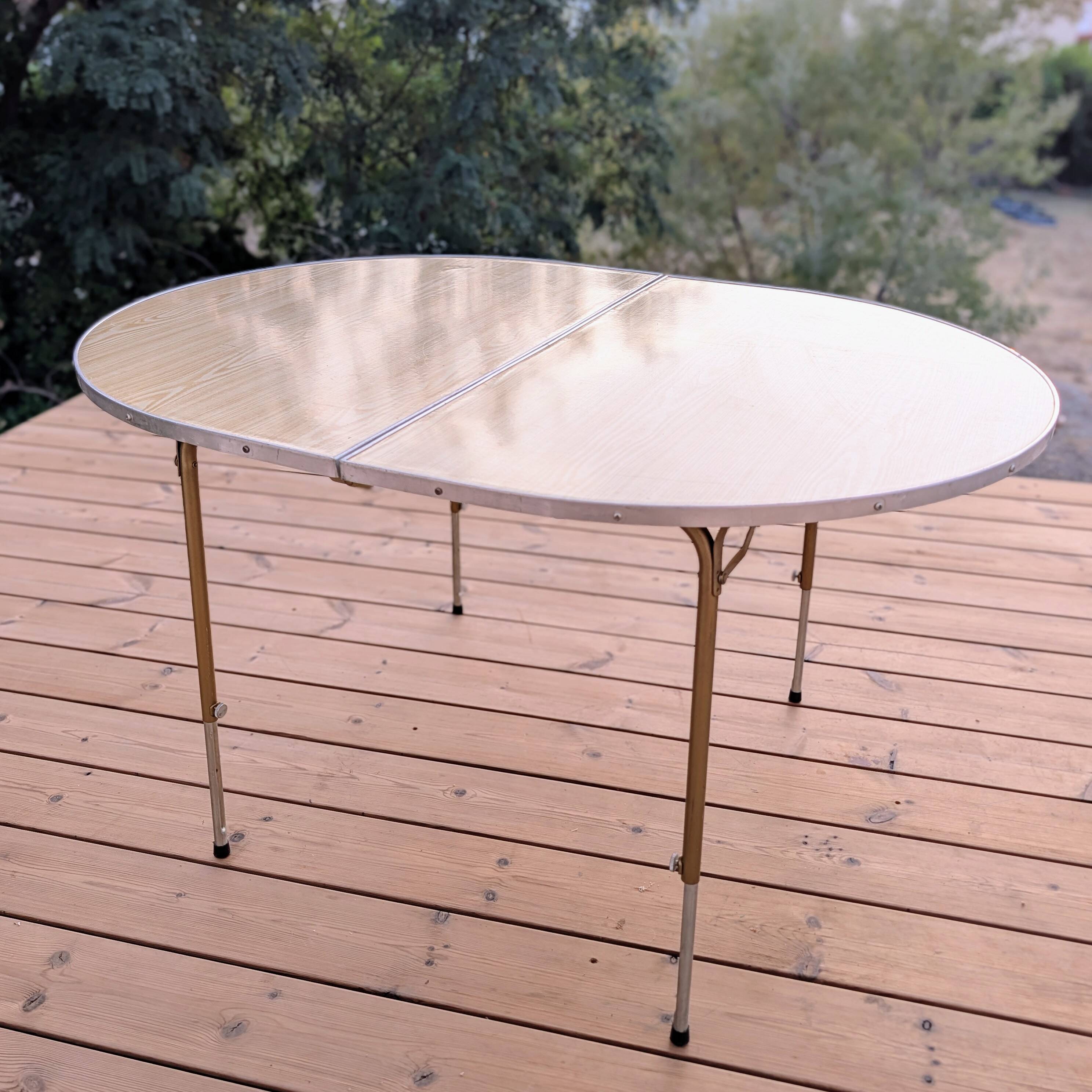 Vintage oval camping folding table