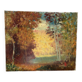 Paysage romantique, huile sur toile