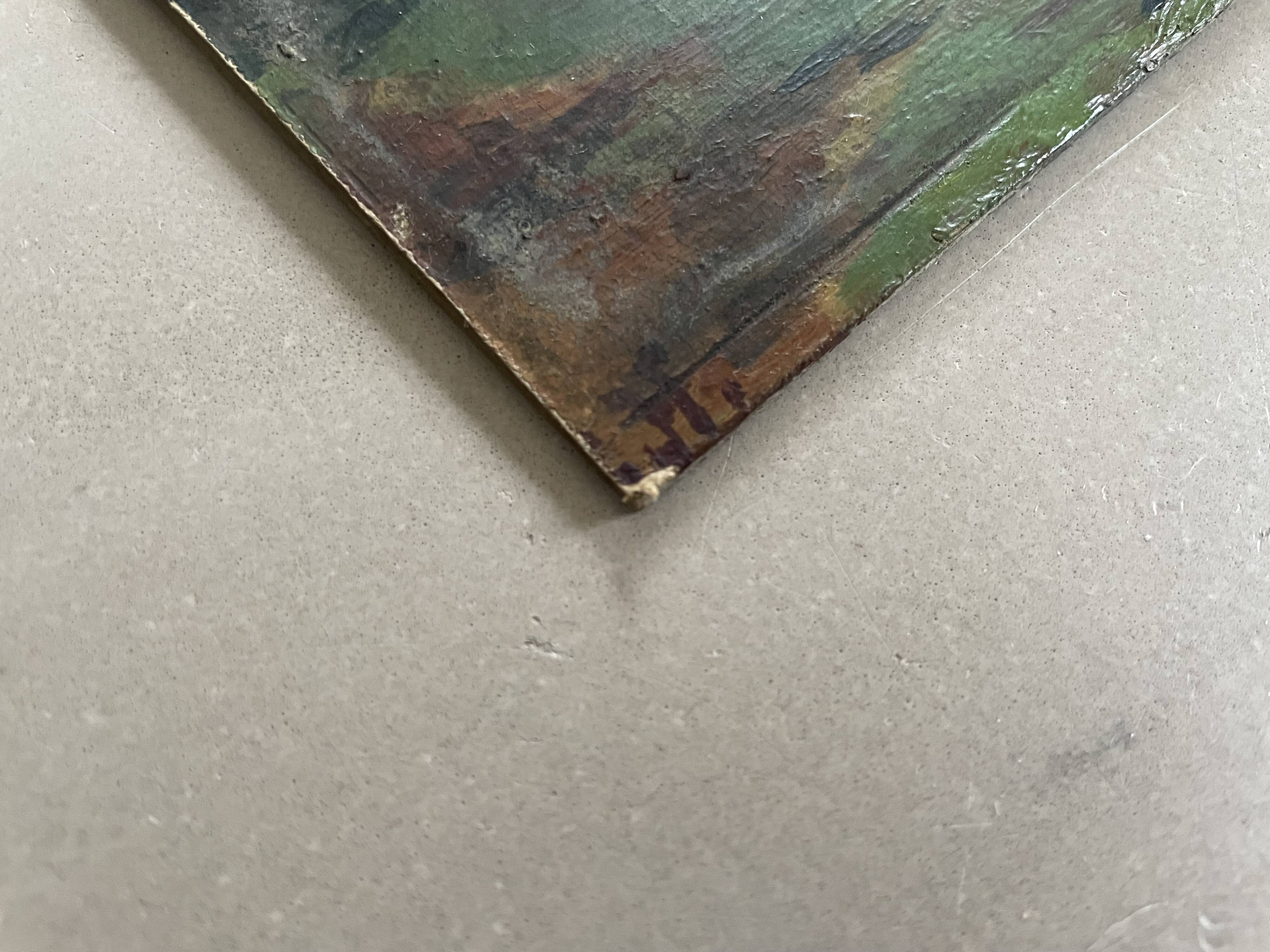 Small oil on old cardboard