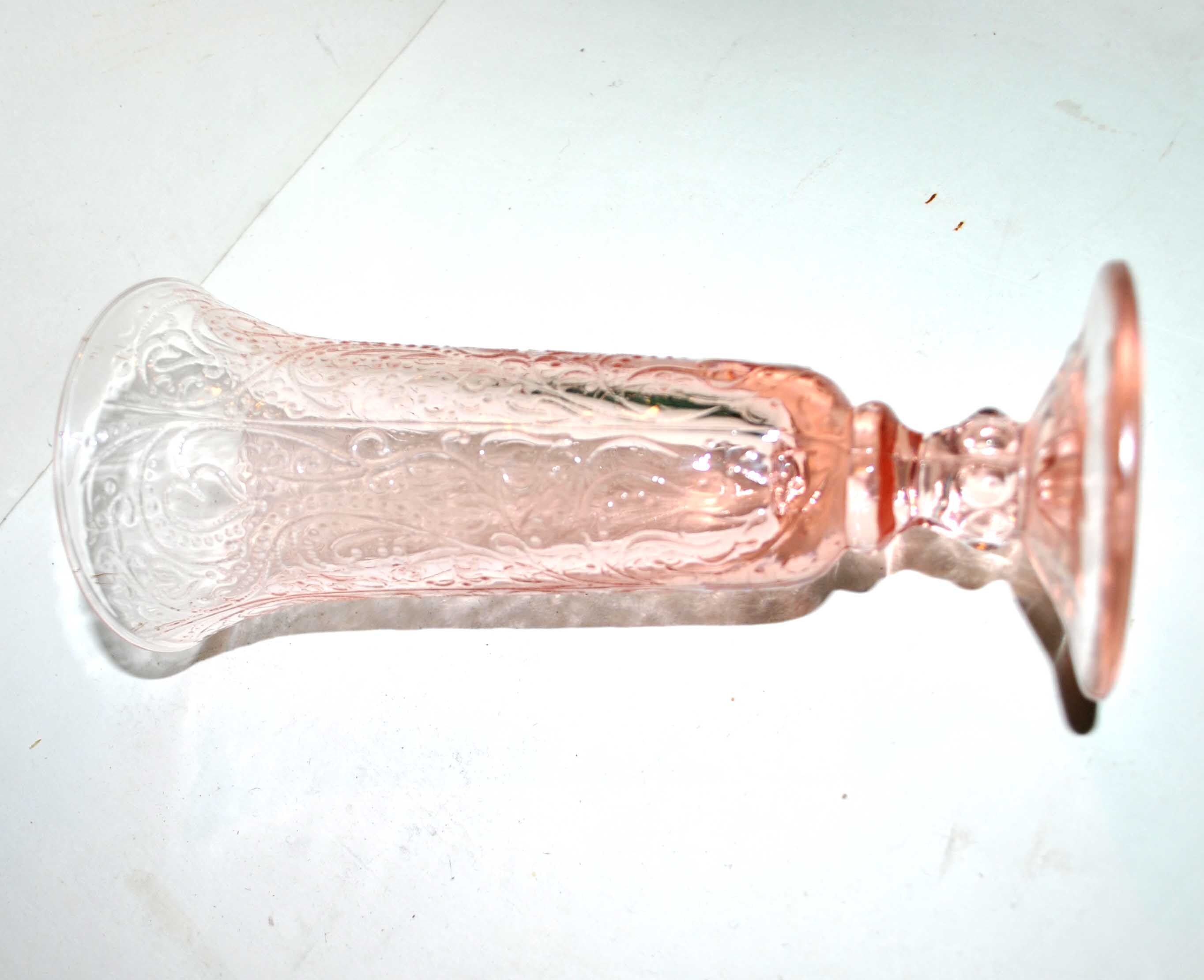 Vintage cornet vase in pink molded glass