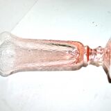 Vintage cornet vase in pink molded glass
