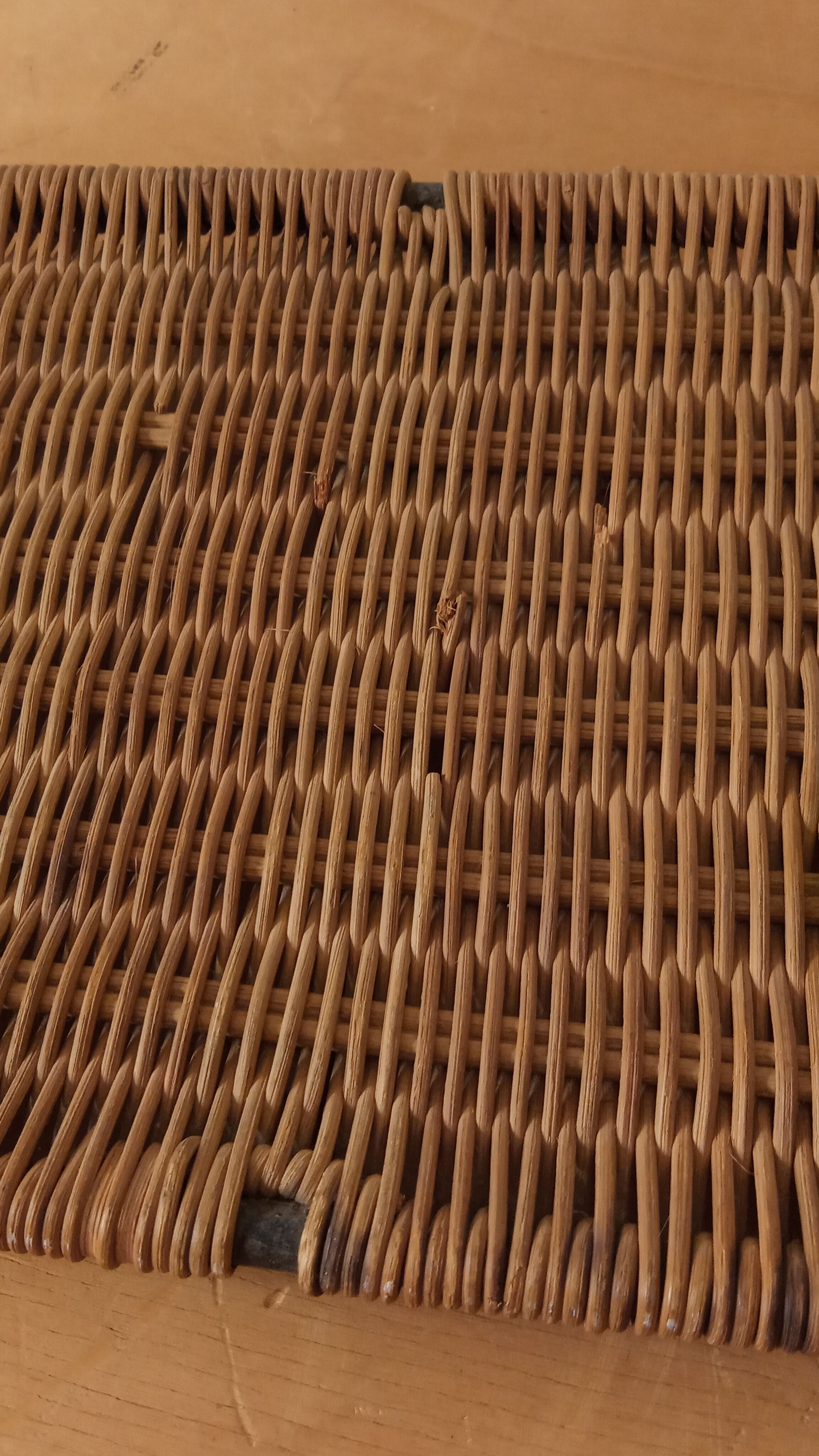 Vintage metal and rattan shelf