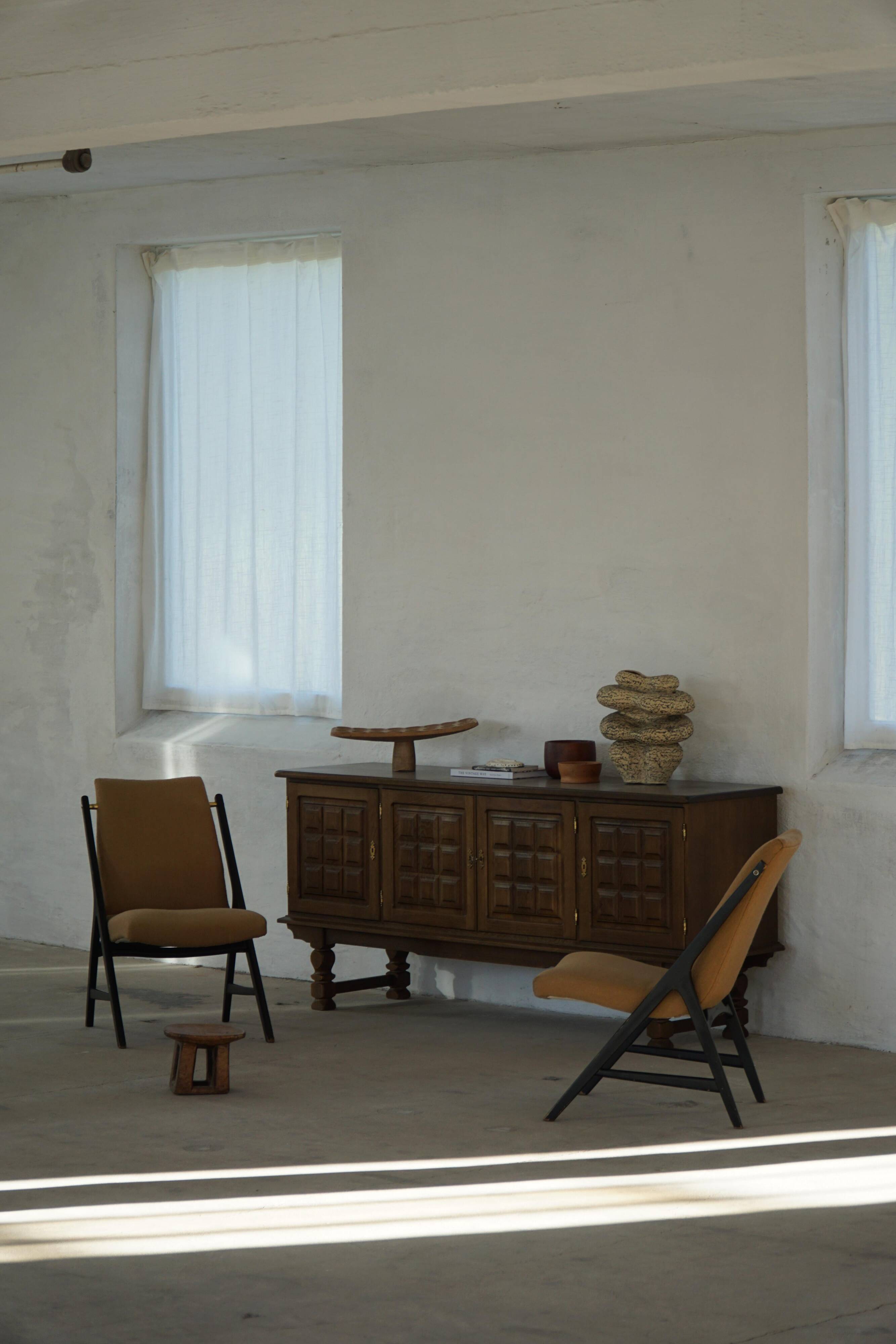 Pair of armchairs from the 50s-60s in boucle, mid-century Swedish design.