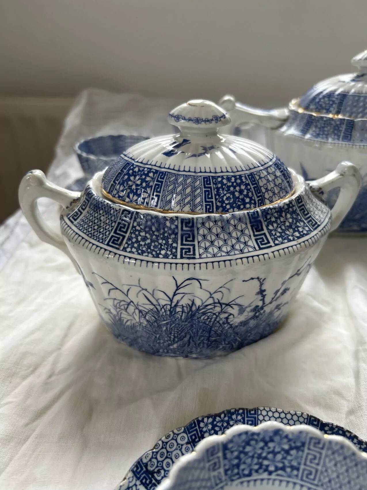 Antique tea service KG Lunéville late 19th century – Antique decoration – French earthenware