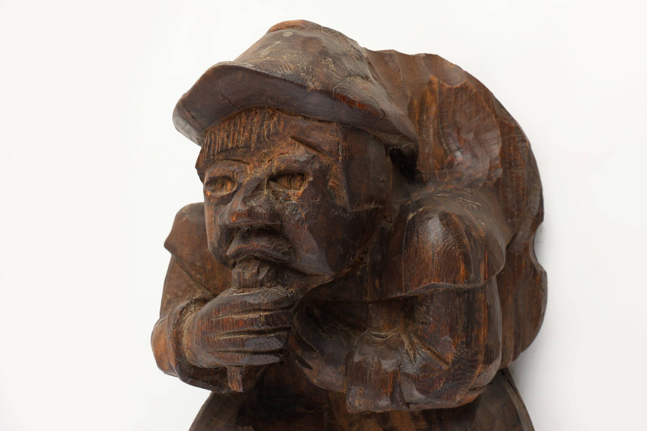 Hand-Carved Oak Wall Figure of a man, France ca. 1850