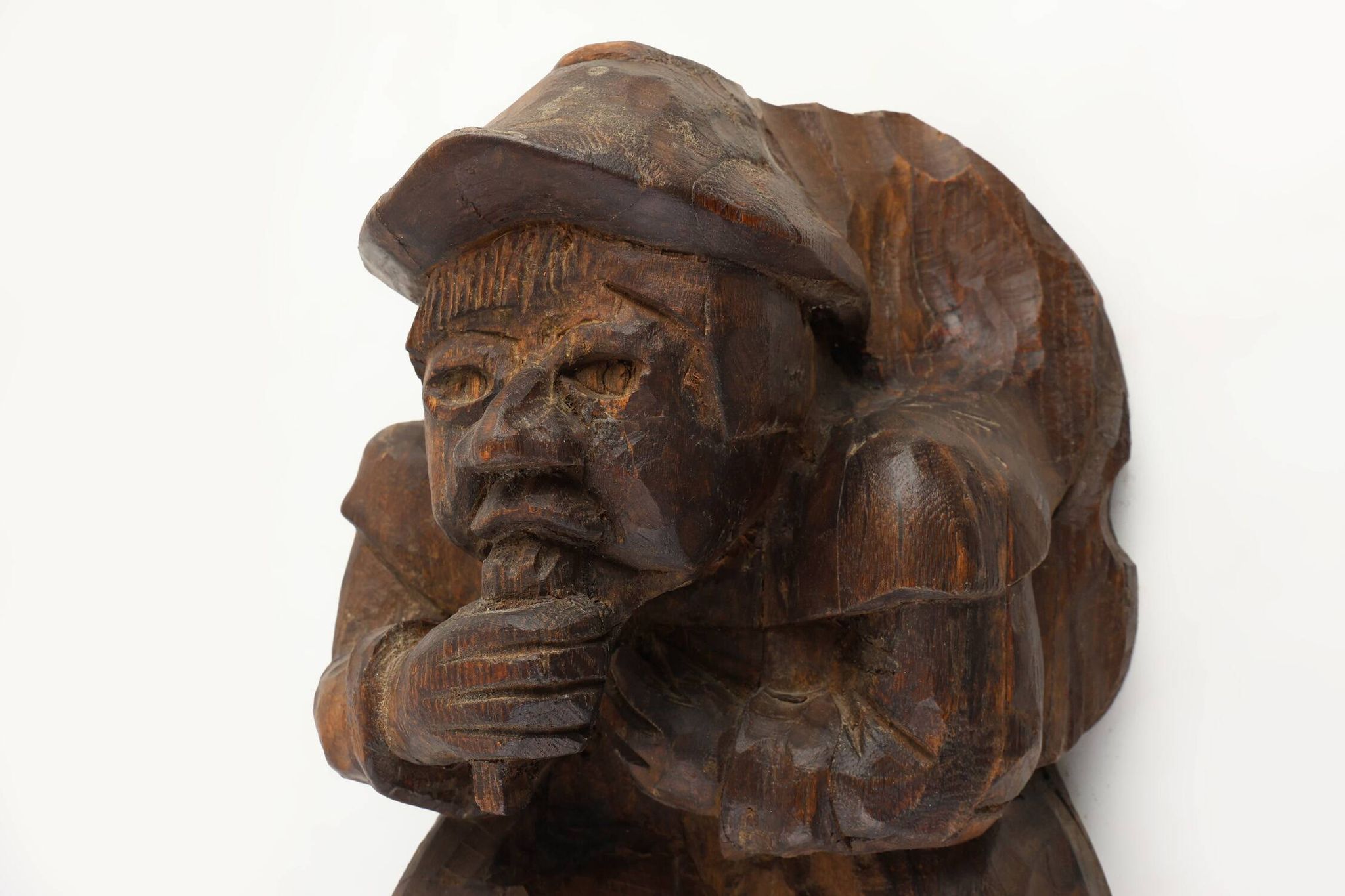 Hand-Carved Oak Wall Figure of a man, France ca. 1850
