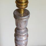Foot of lamp turned wood carved patina old nineteenth