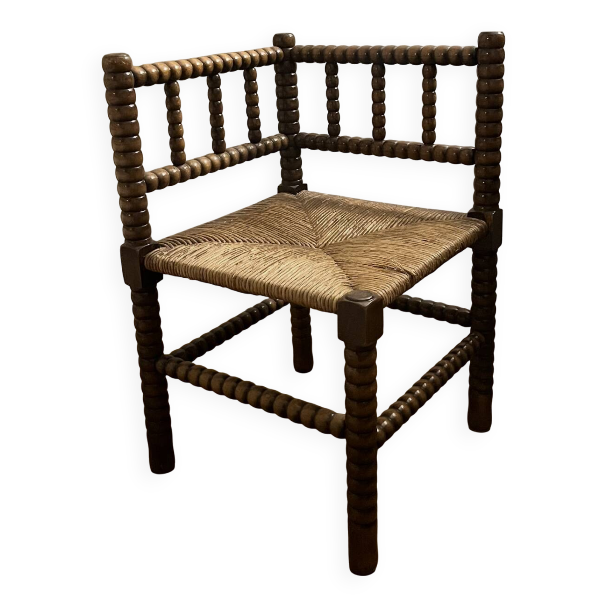 Antique straw-seated chair – French style, 1940s